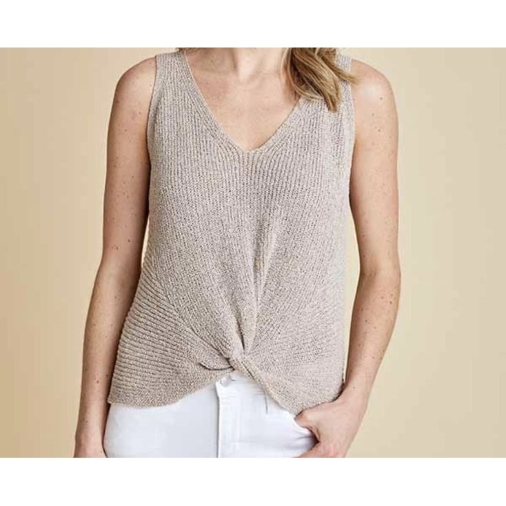 Fate Womens Marled Grey Twist Front Sleeveless Knit V-Neck Tank Top Size Medium